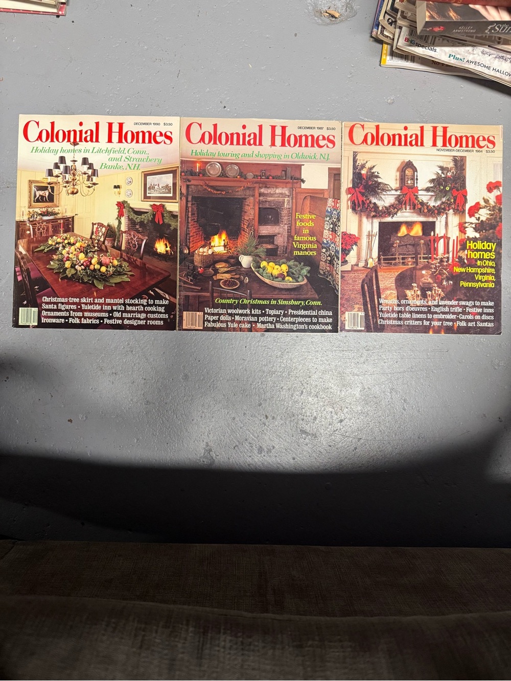 Lot of 3 Colonial Homes Magazine - Holiday Christmas Issue 84-90 Decor